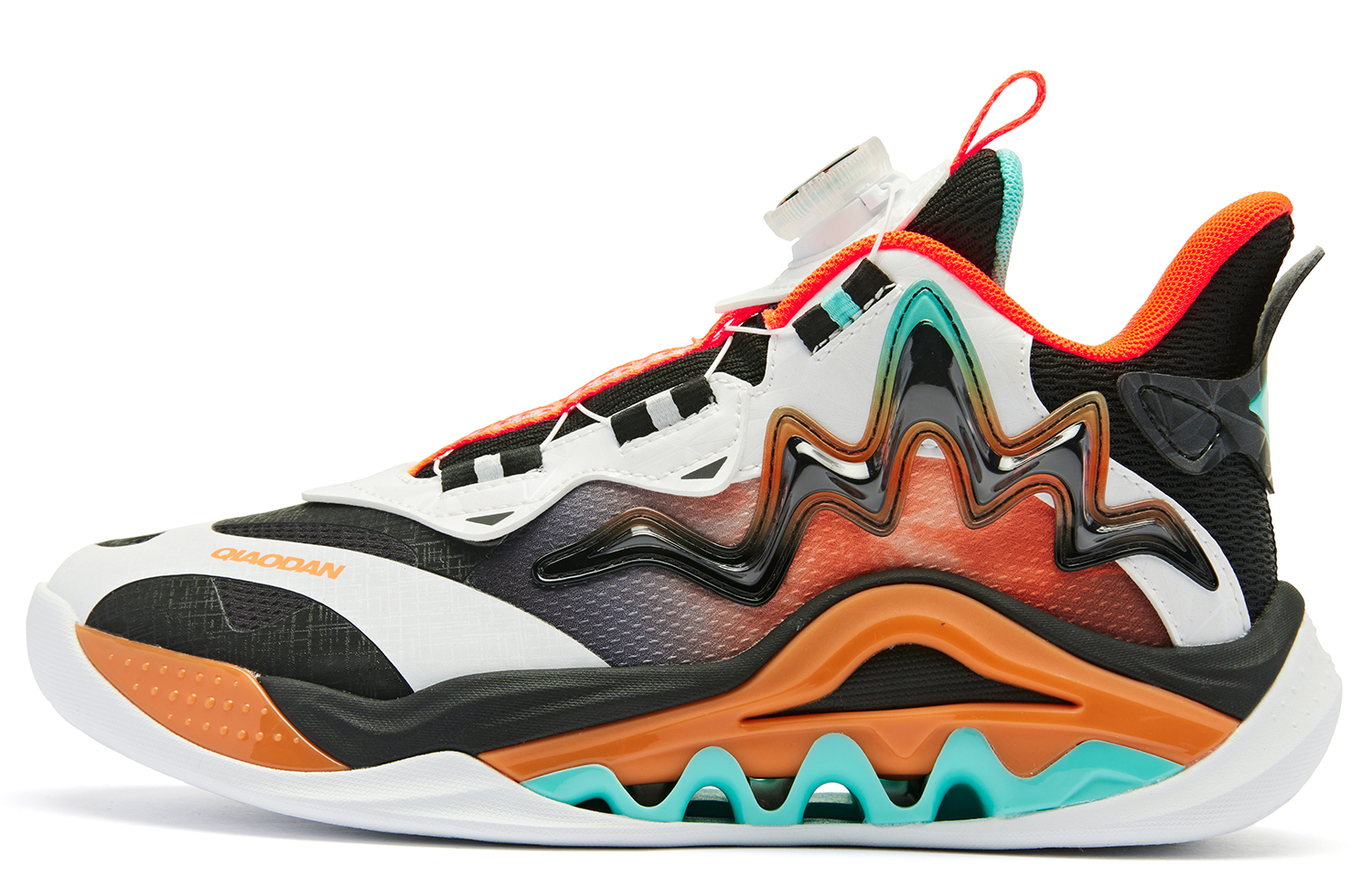 

QIAODAN Детские баскетбольные кроссовки Pterodactyl Cushioning, износостойкие, среднего размера, мерцающие, оранжевые, для подростков