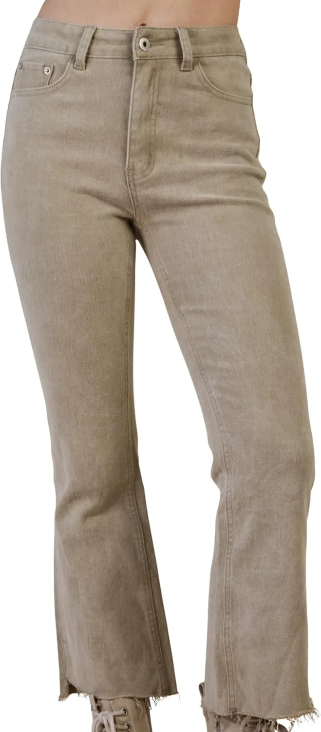 

Женские джинсы bootcut с потертостями и бахромой MOVINT