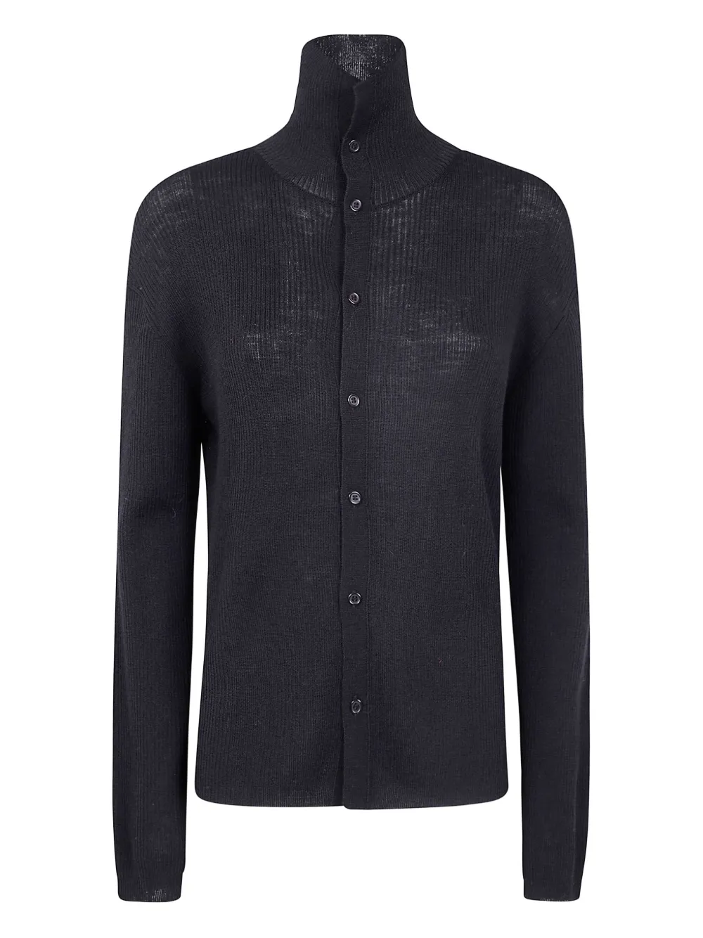 

Кардиган с высоким воротником и рубчатой вязкой Y's, черный