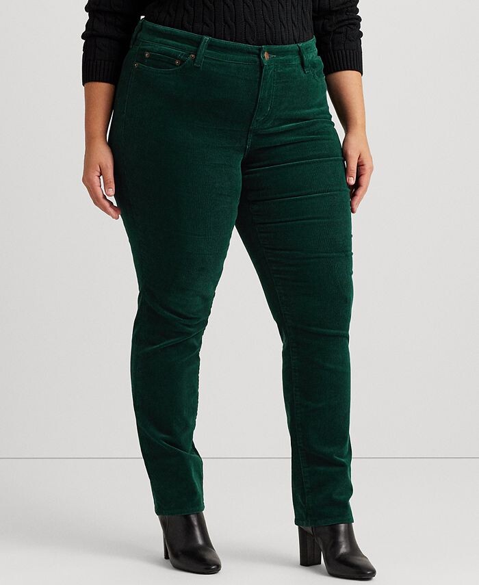 

Прямые вельветовые брюки больших размеров со средней посадкой Lauren Ralph Lauren, зеленый