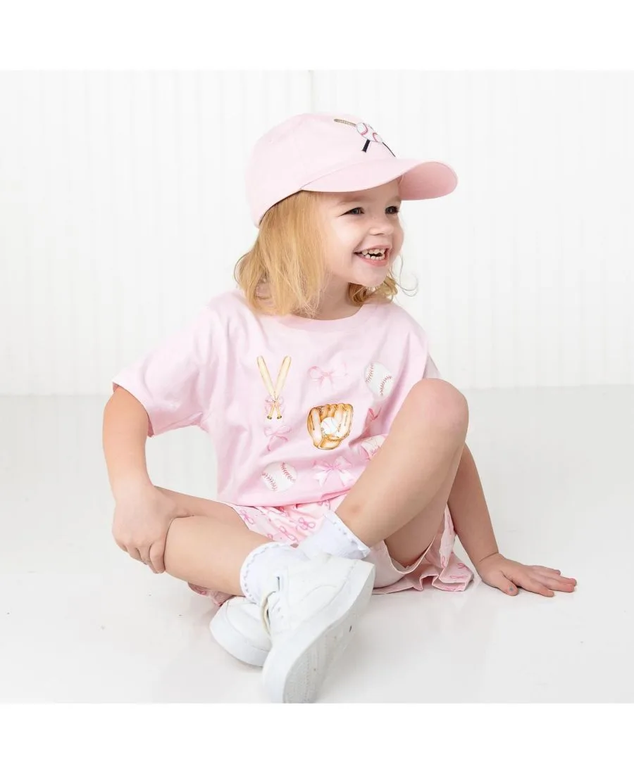 Детская футболка с коротким рукавом в бейсбольном стиле для девочек Sweet Wink, Ballet Pink — фото 3