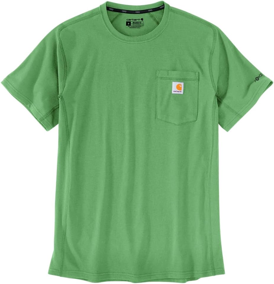 

Carhartt мужская футболка с карманом Force Relaxed Fit Midweight с коротким рукавом, Loden Frost