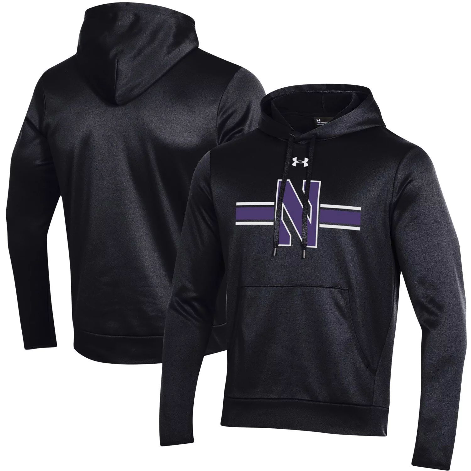 

Мужской черный флисовый пуловер с капюшоном и логотипом Northwestern Wildcats Under Armour