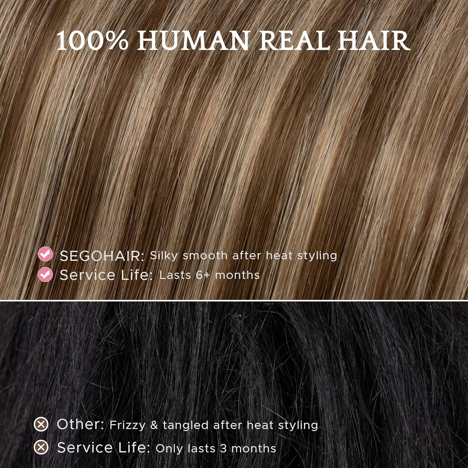 Накладные пряди SEGOHAIR из натуральных волос, 5 шт., прямые, средне-коричневые/темно-русые (25 см, 36 г) Sego, #4/27 Medium Brown/Dark Blonde — фото 3