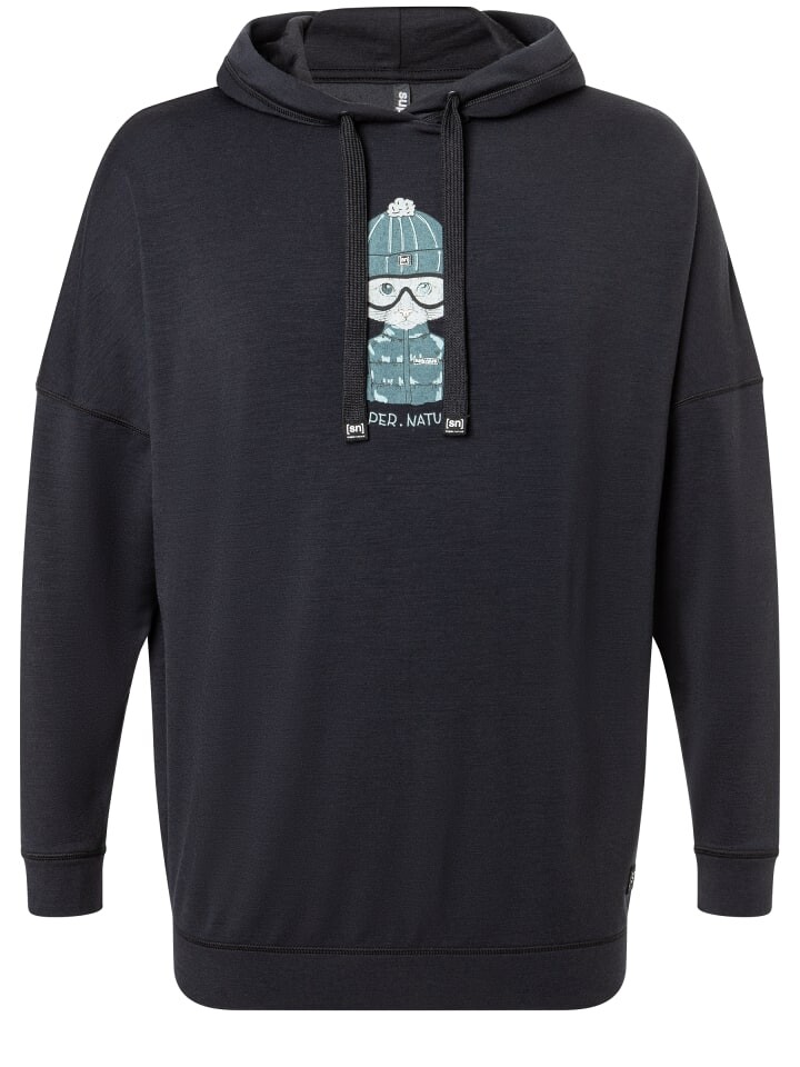 

Толстовка super.natural Merino Hoodie W SNOW CAT HOODIE, черный