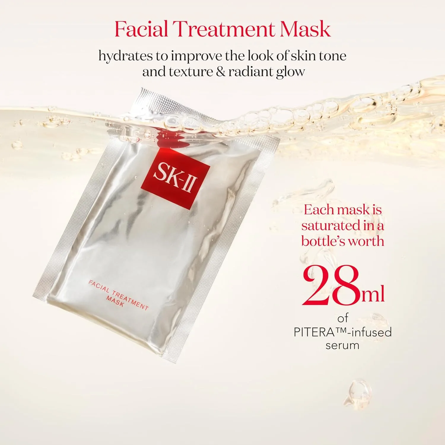 Маски для лица SK-II - осветляющие тканевые маски для лица, улучшающие тон, текстуру и сияние кожи - антивозрастное средство для восстановления увлажненности и заметного оздоровления кожи. 10 шт. (1 шт.), Red — фото 2