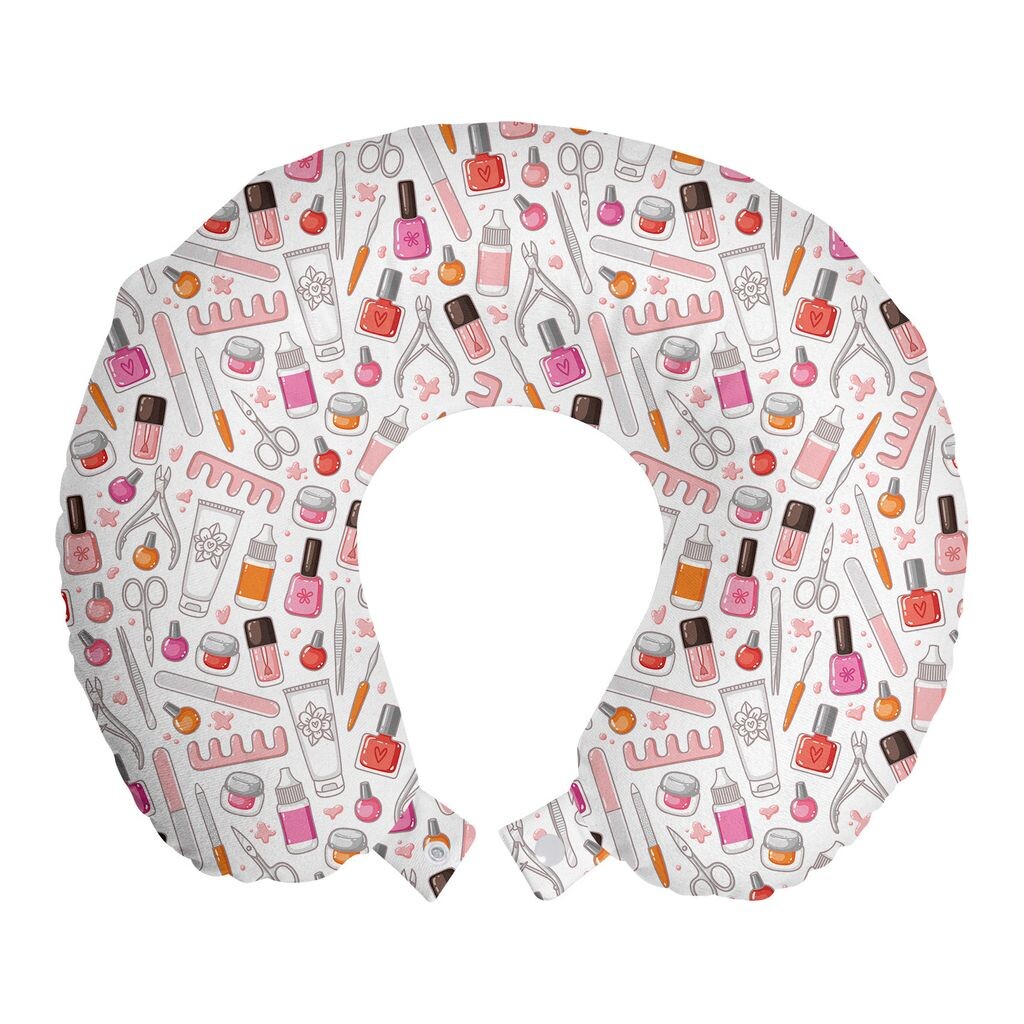 

ABAKUHAUS Подушка для макияжа для путешествий, поддержка шеи, лосьон для лака для ногтей Girly, пенка для путешествий в самолете и автомобиле, 30x30 см, пурпурный бледно-розовый