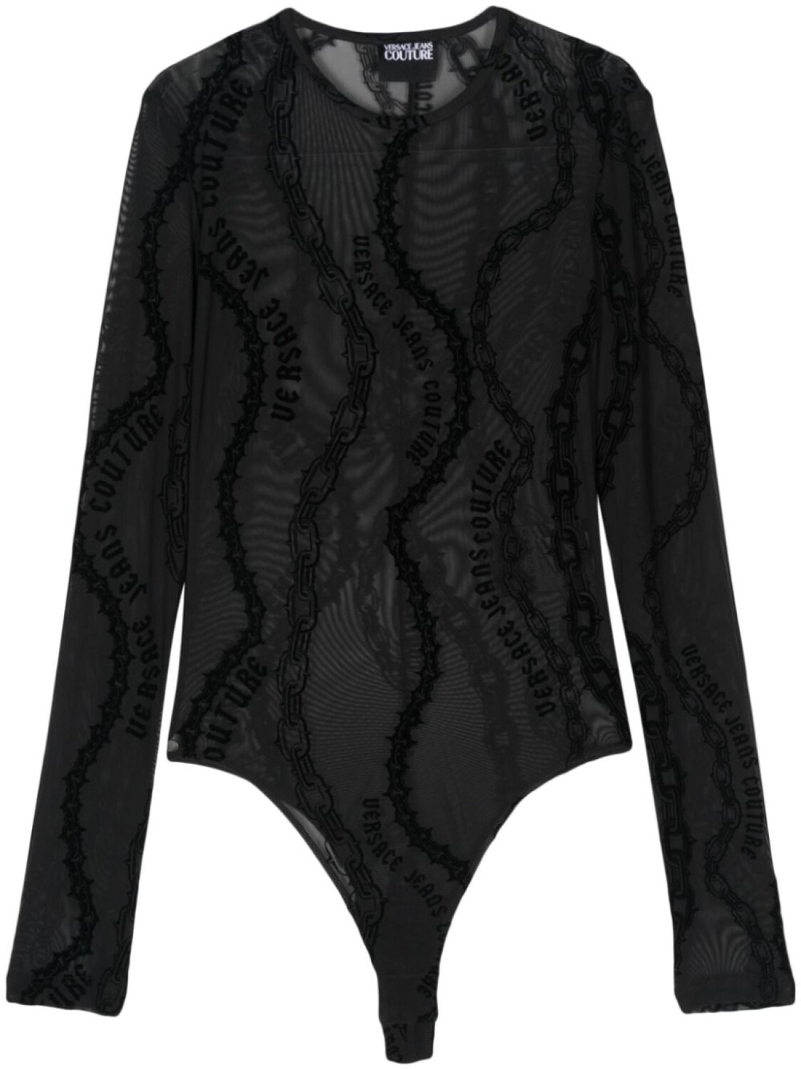

Versace Jeans Couture боди из тюля с принтом Chain Couture, черный