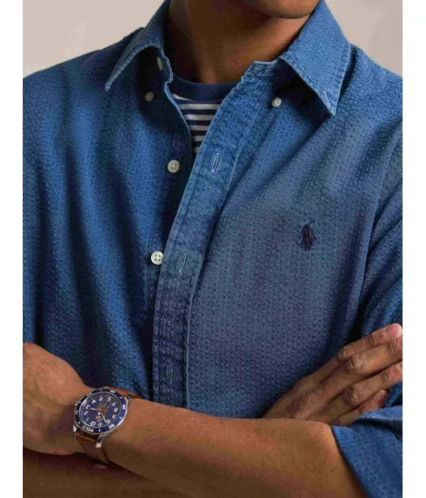 Рубашка custom fit Polo Ralph Lauren, индиго — фото 4