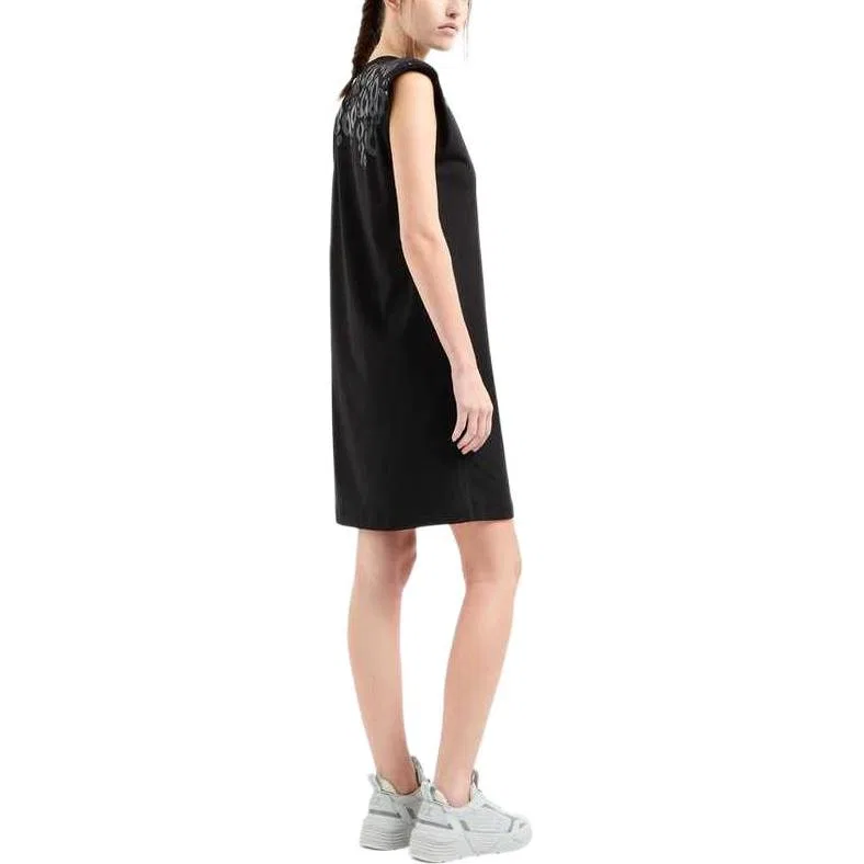 Платье мини с леопардовым принтом Ea7 Emporio Armani черное — фото 4