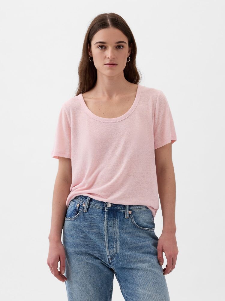 

Укороченная льняная рубашка Gap, розовый