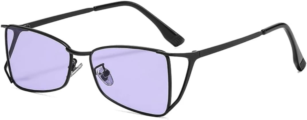 

Модные металлические квадратные солнцезащитные очки с ажурной оправой для женщин, в стиле панк, популярные мужские солнцезащитные очки для путешествий с защитой от УФ-излучения UV400 TVTBBVV, Black Purple