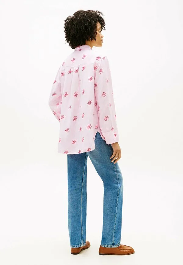 Блузка с вышитым логотипом и пуговицами Tommy Hilfiger, Script Ithaca Rose Petal — фото 3