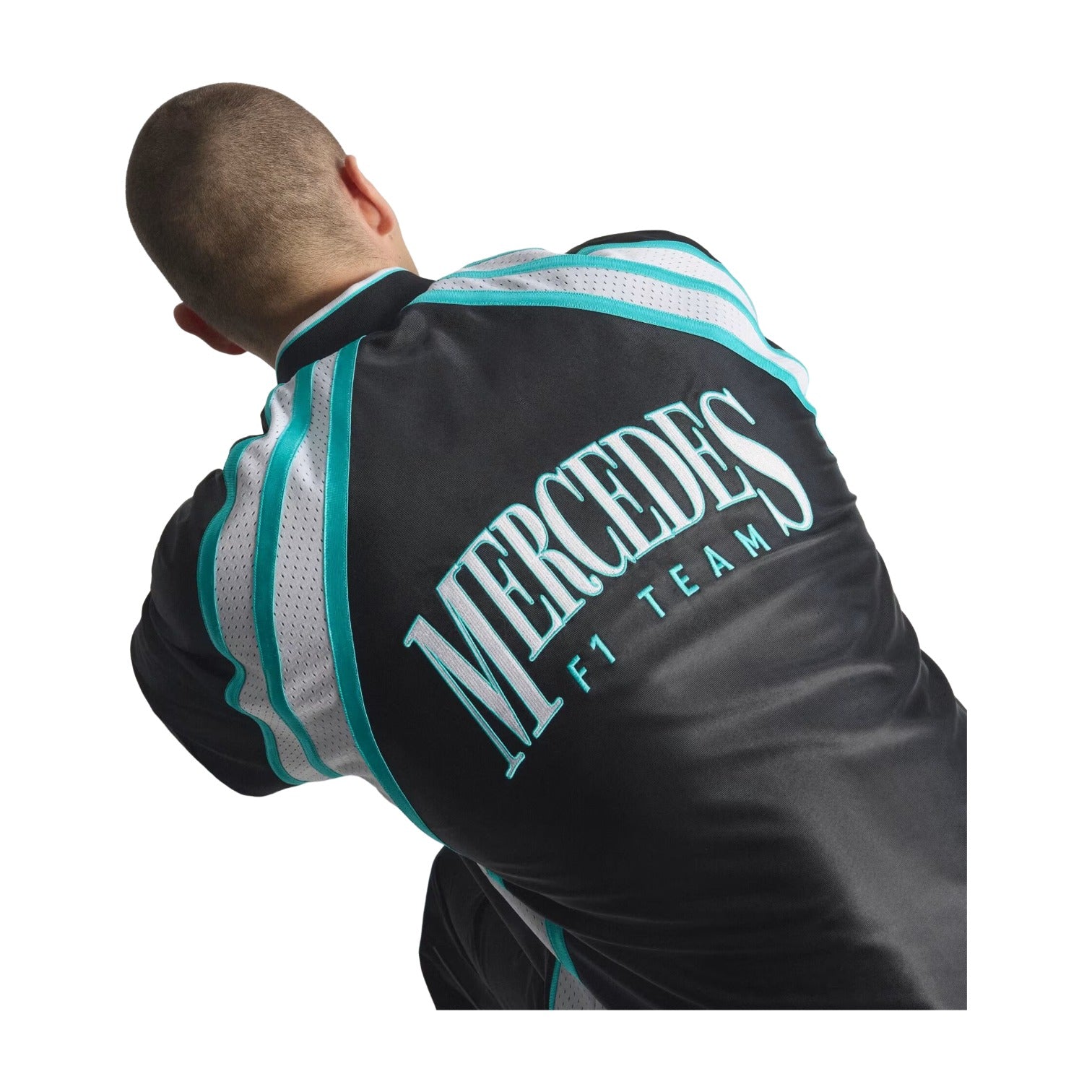 Бейсбольная футболка Adidas x Mercedes - AMG Petronas Formula One Team Las Vegas, цвет «Черно-белый» — фото 3