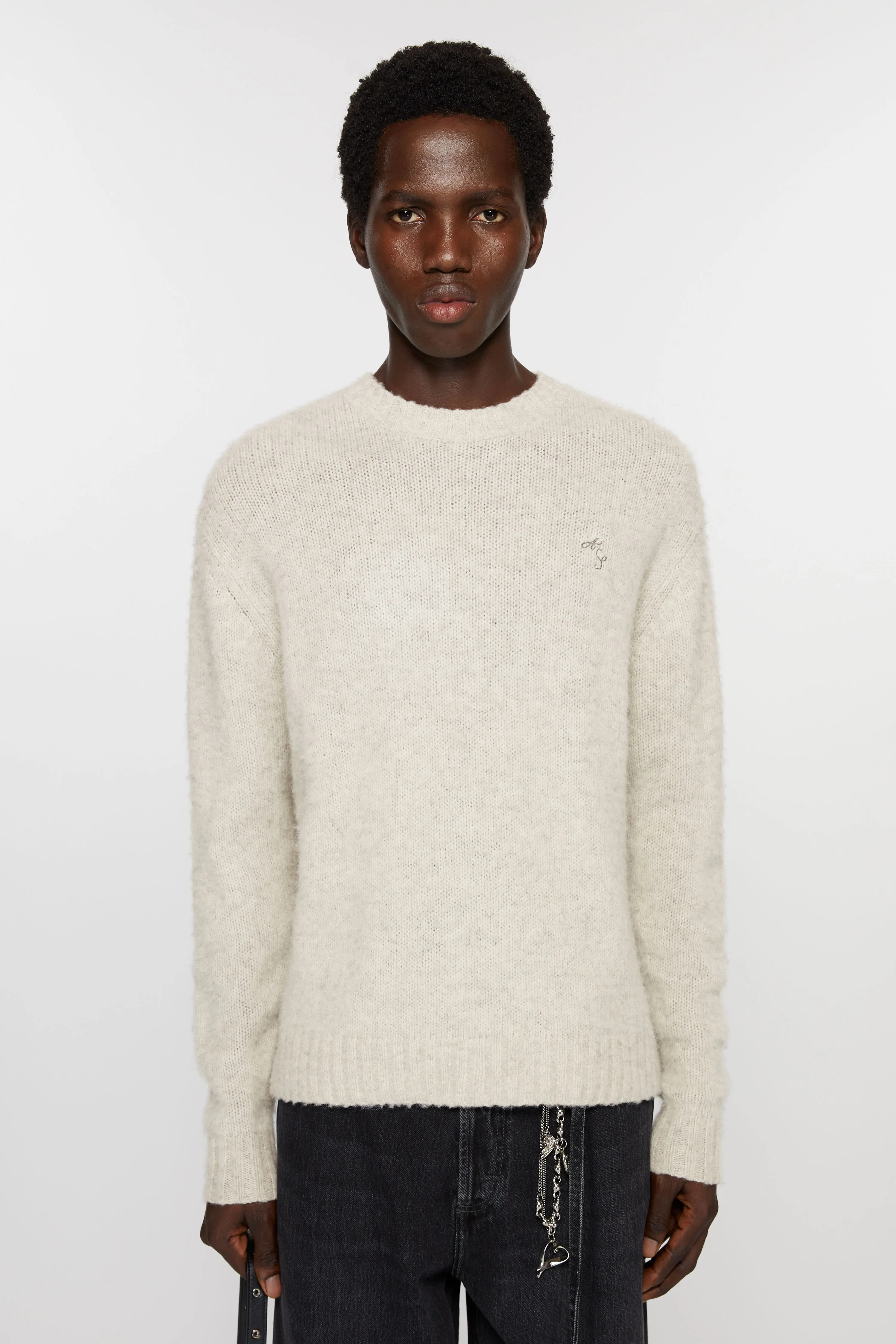

Шерстяной джемпер с круглым вырезом Acne Studios, цвет Light Grey Melange