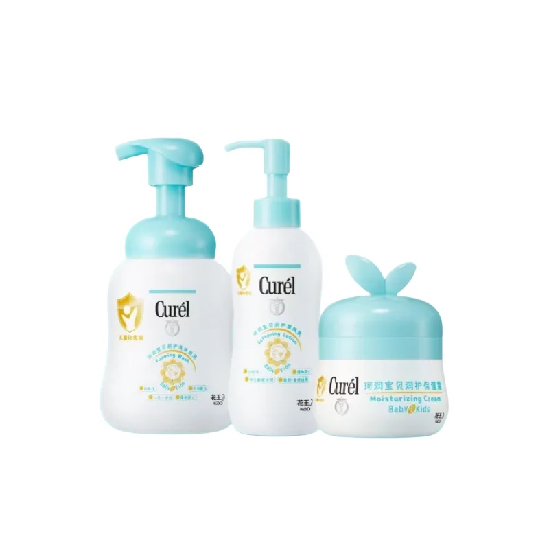 Curél Набор для ухода KERUN Baby Moisturizing Softening Lotion 400 мл + 200 мл, Shower Gel 400ml+Body Lotion 200ml+Moisturizing Cream 55g