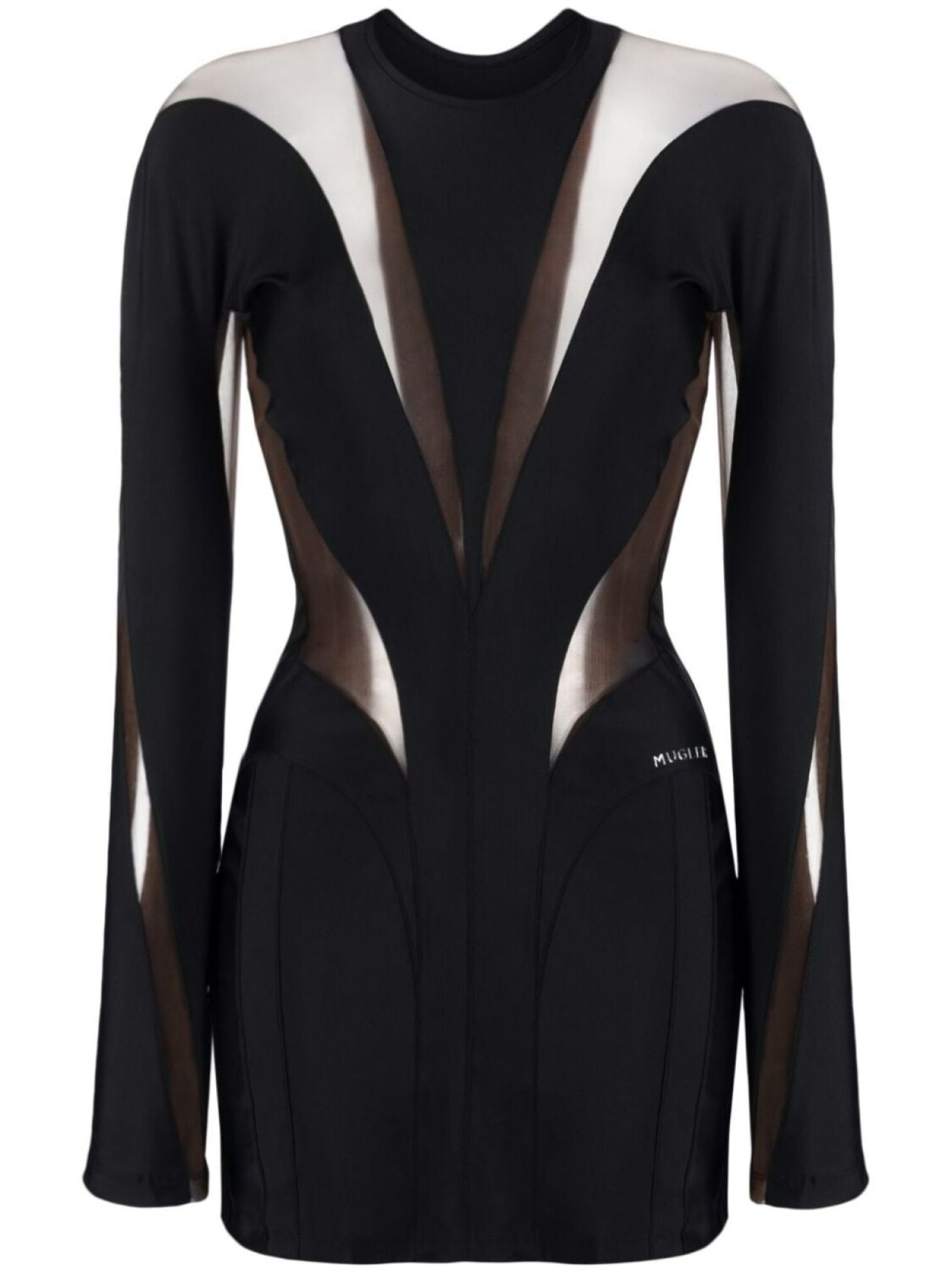 

Mugler платье мини с сетчатой вставкой, черный