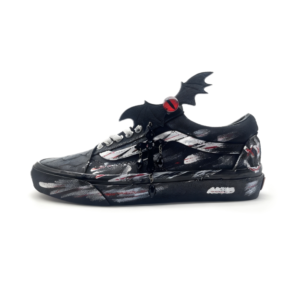 

Vans Скейтбордные кроссовки Old Skool Cross Demon Low top, унисекс, черный с белыми