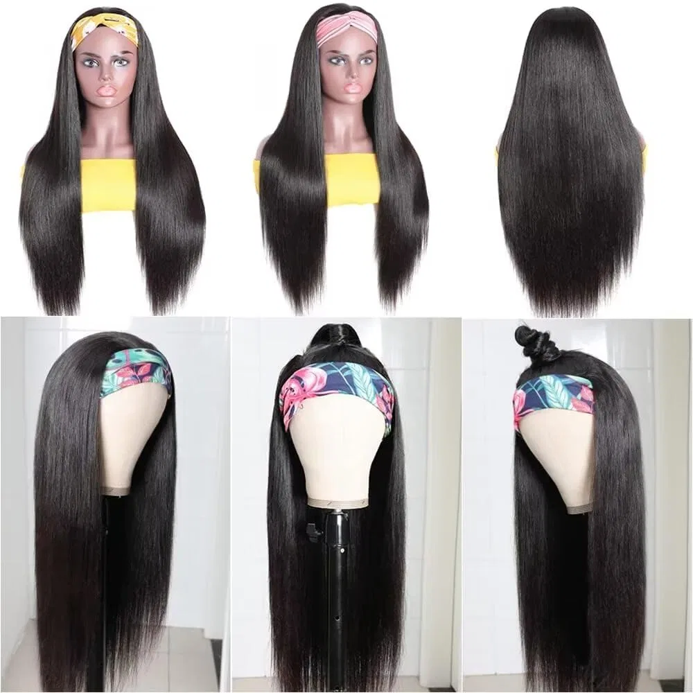 Женский прямой парик с повязкой из натуральных волос 20 дюймов Vanmast, Straight Headband Wig — фото 3