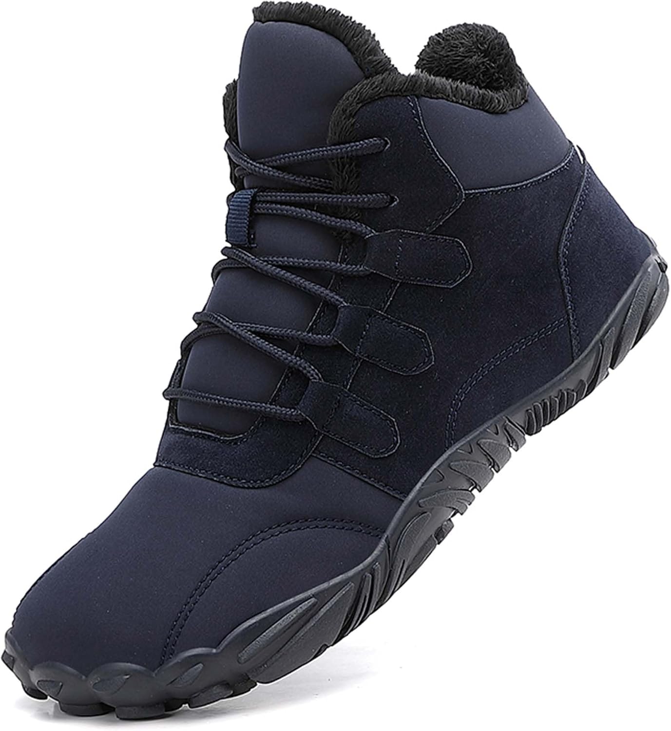 

Зимние походные ботинки для мужчин и женщин с голыми ногами, водонепроницаемые снежные ботинки с широкой носовой частью, минималистичные, с теплой меховой подкладкой, нулевая посадка, повседневные прогулочные кроссовки Generic, синий