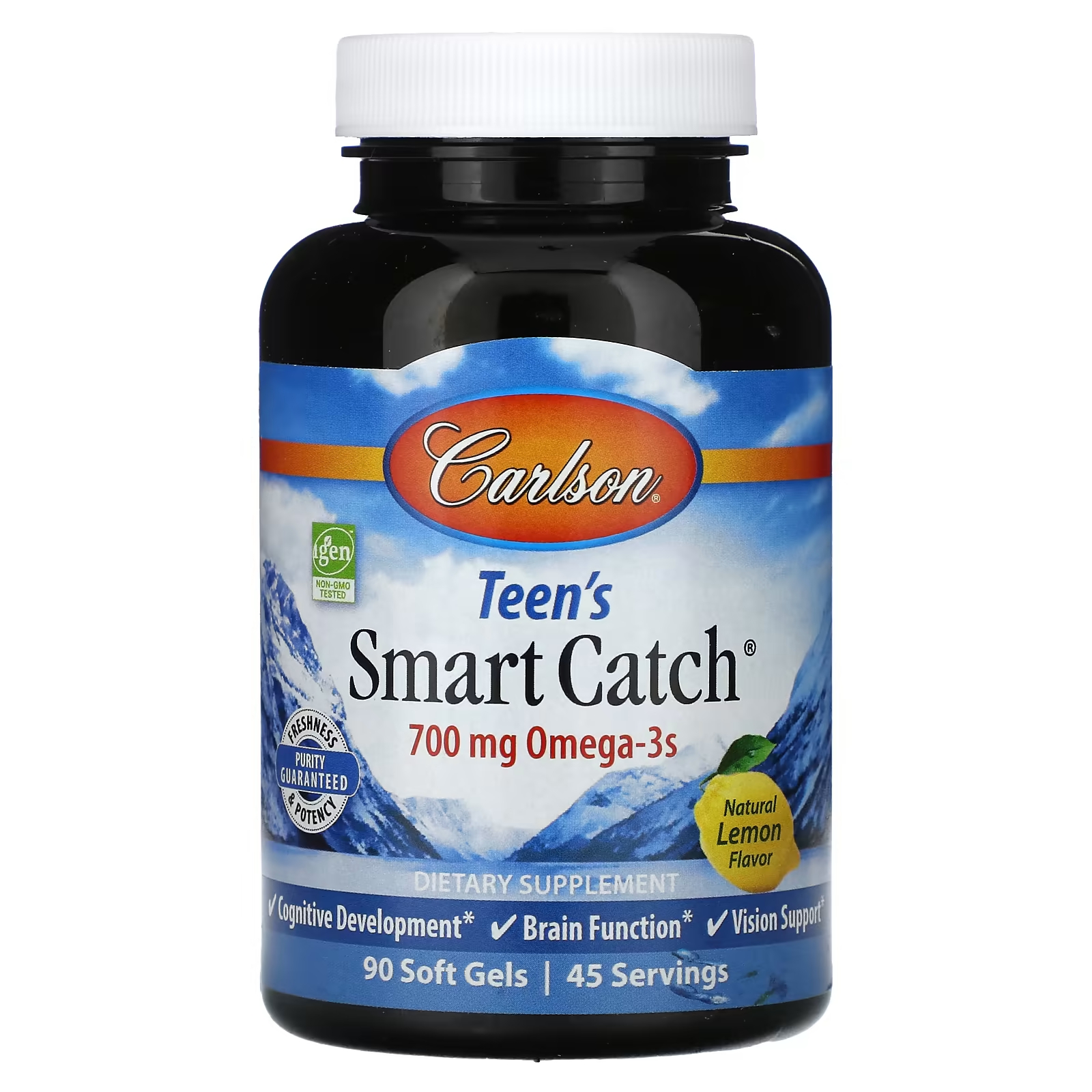 

Добавка Carlson Teen's Smart Catch Natural Lemon 700 мг, 90 мягких таблеток