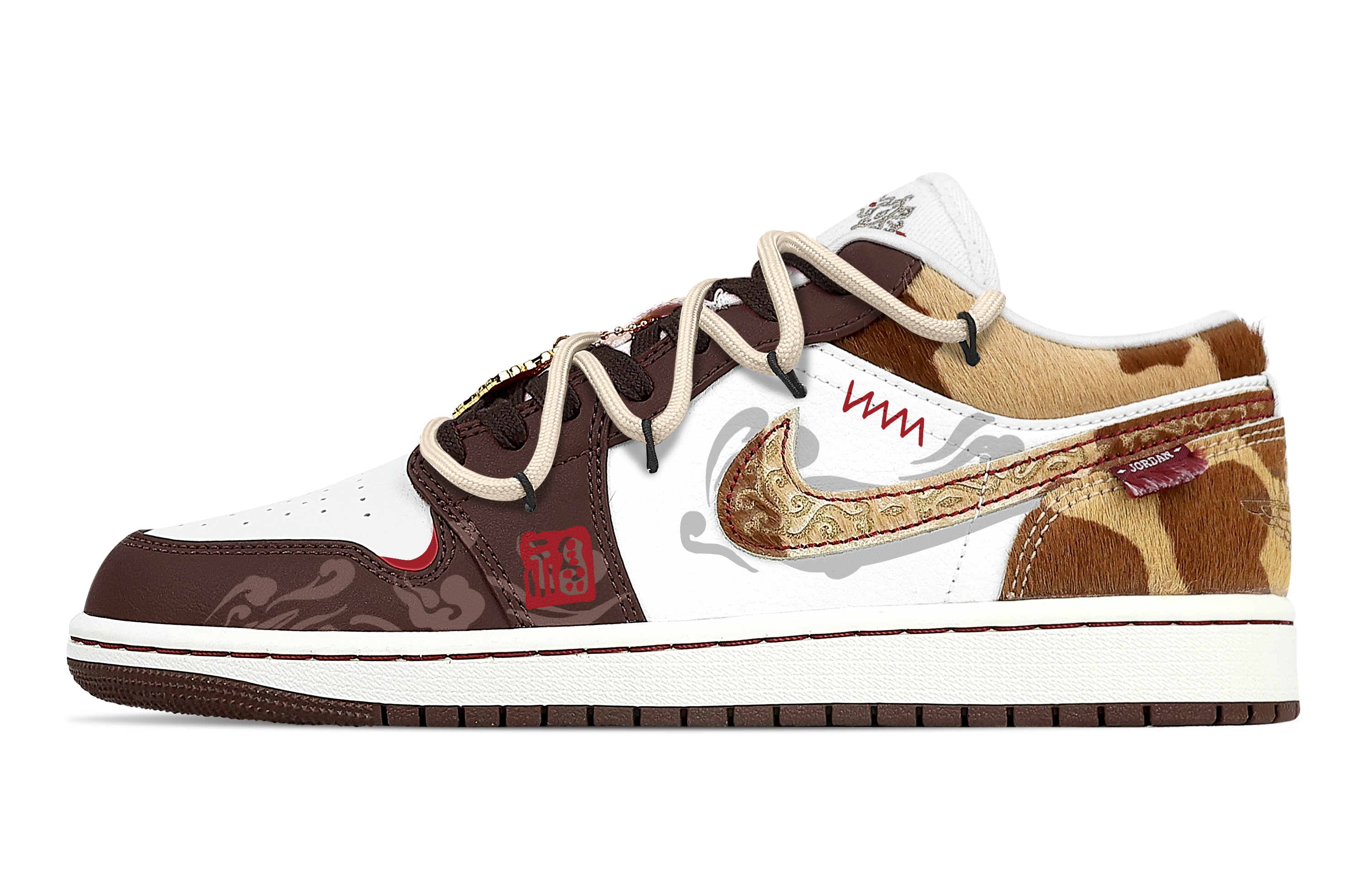 

Jordan Кроссовки Air 1 Golden Mana Brings Prosperity Abrasion Resistant Low top Vintage мужские Tan