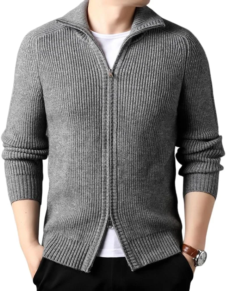 

Мужской кардиган XYGJZ с ребристым узором и молнией