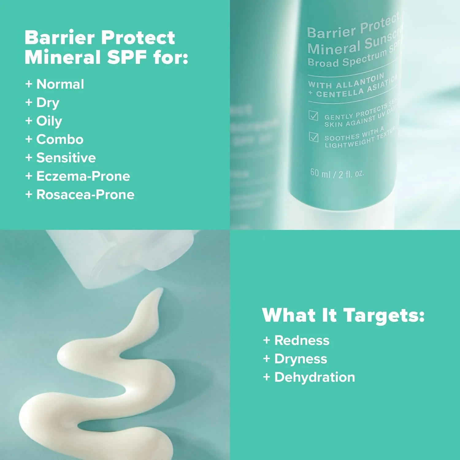 Paula's Choice CALM Barrier Protect минеральный солнцезащитный крем для лица SPF 30, для чувствительной кожи, склонной к розацеа и экземе, защита от UVA/UVB, без отдушки, 60 мл — фото 3