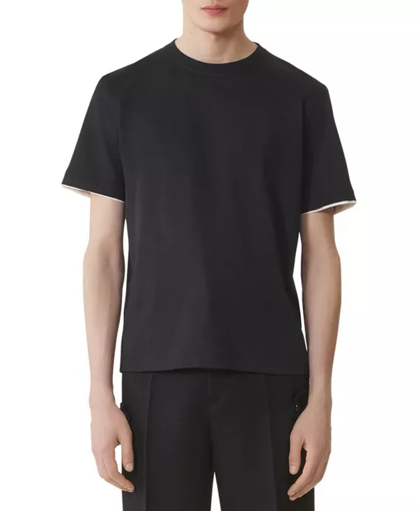 

Хлопковая футболка с шелковыми деталями Lanvin, черный