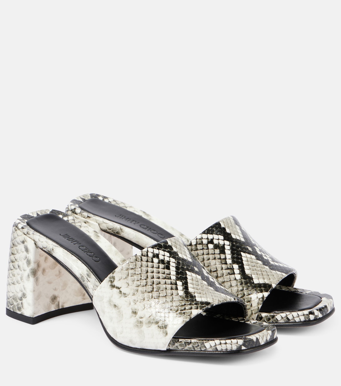 Мюли Lena 70 из кожи с эффектом змеи Jimmy Choo, Roccia
