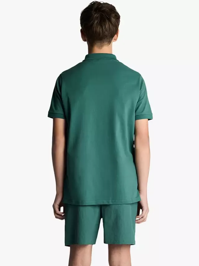 Детская хлопковая футболка-поло с коротким рукавом Lyle & Scott, Everglade — фото 4