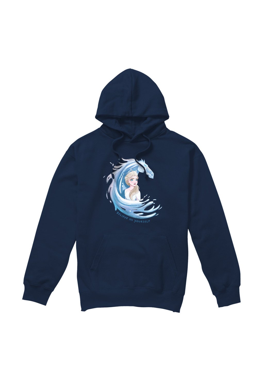 

Толстовка с капюшоном FROZEN BELIEVE IN YOURSELF ELSA AND NOKK THE WATER SPIRIT Disney, темно-синий