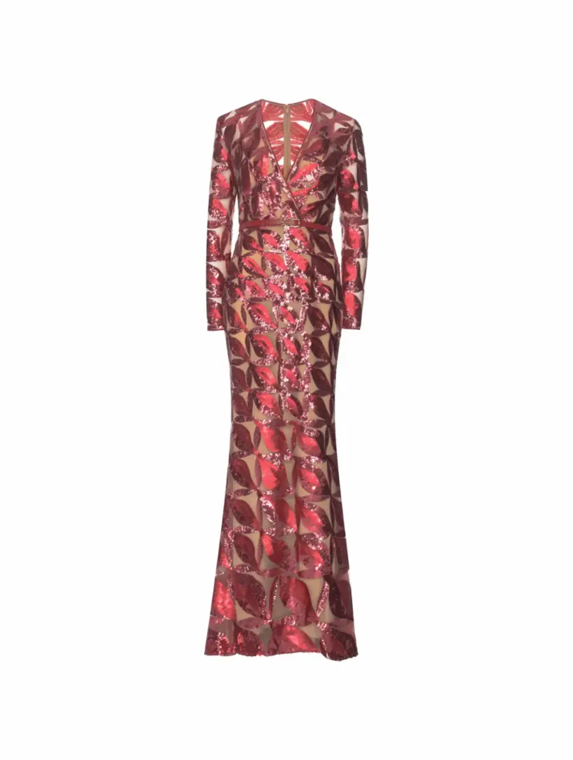 

Платье макси с пайетками Elie Saab, красный