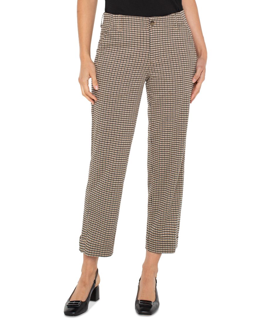 

Женские брюки-халат средней посадки из жаккардовой ткани Liverpool Los Angeles, Black/Tan Houndstooth