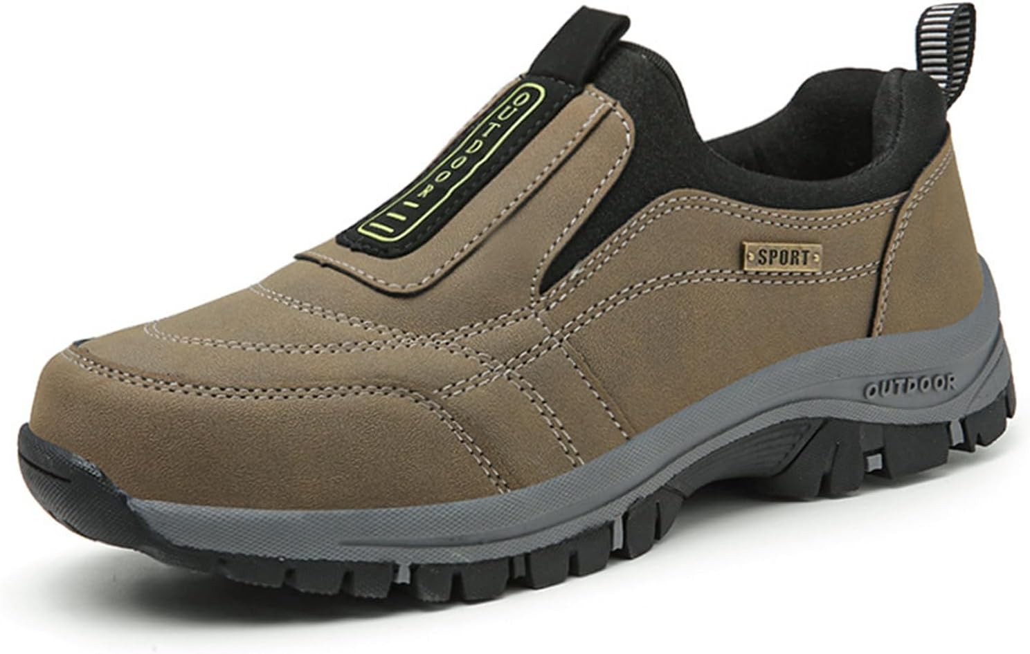 

Мужские походные кроссовки Удобные водонепроницаемые ортопедические обувь для ходьбы Без шнурков для активного отдыха He&Yingmin, хаки
