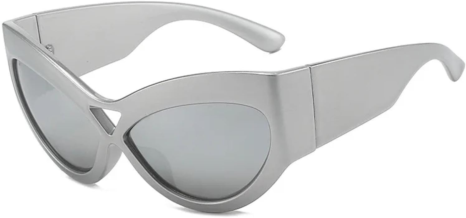 

Модные солнцезащитные очки «кошачий глаз» для женщин, ретро-очки с полой дужкой, солнцезащитные очки UV400 для мужчин, трендовые солнцезащитные очки с широкими дужками TKKTLLT, Silver