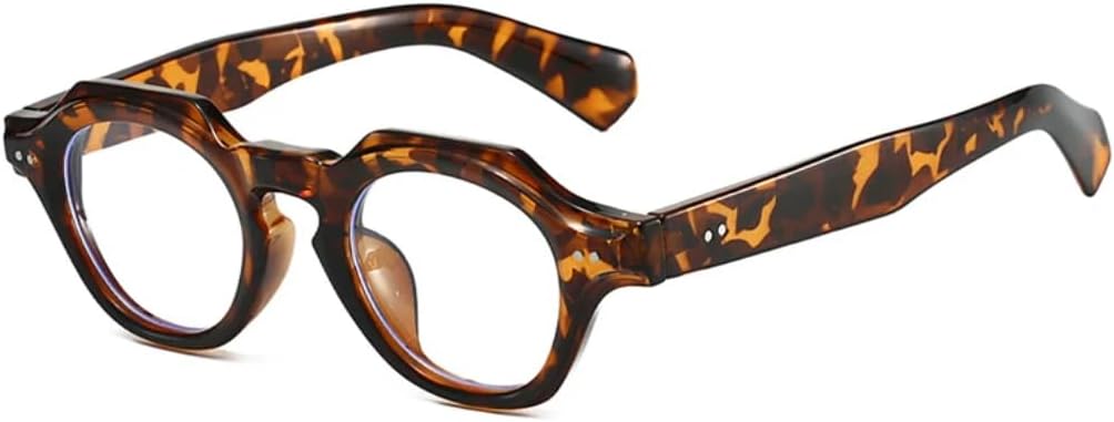 

Модные солнцезащитные очки в форме маленького многоугольника и квадрата для женщин, ретро-очки с заклепками, защита от УФ-излучения UV400 для мужчин UATXTAU, Leopard Clear