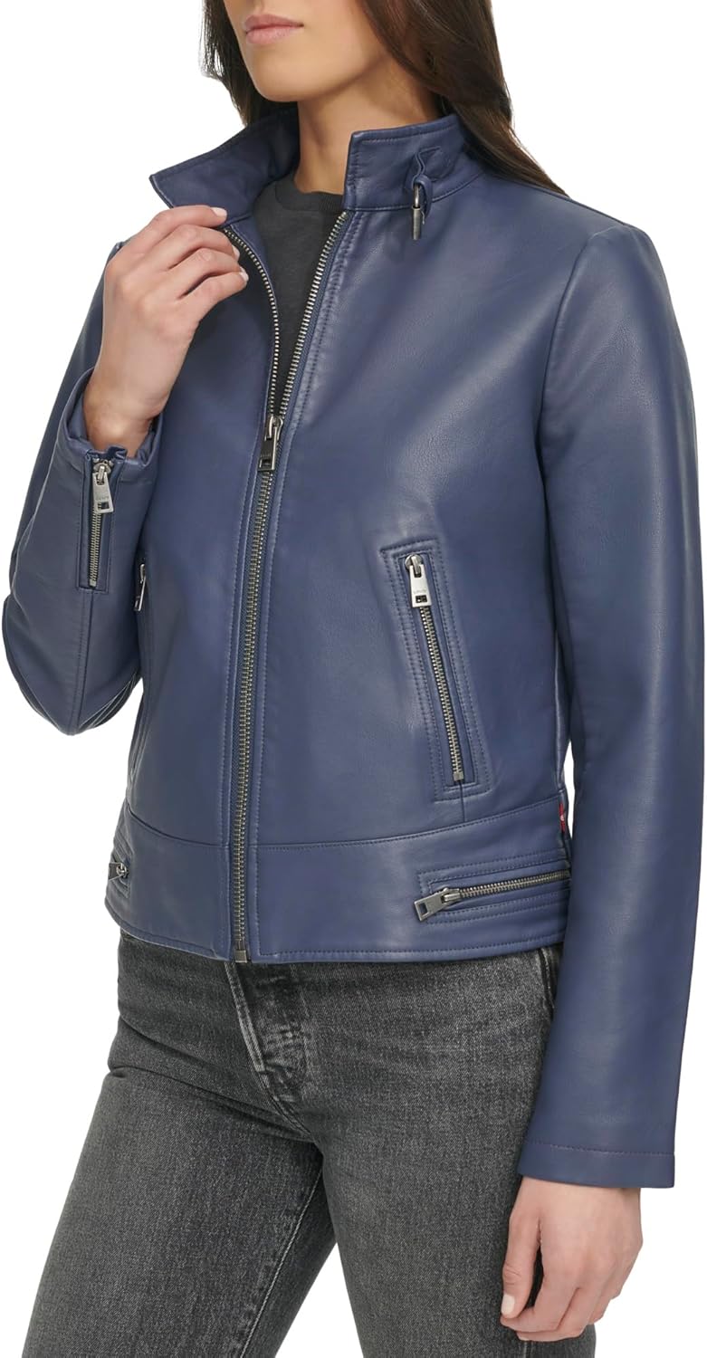 Женская куртка Levi's из искусственной кожи, темно-синий — фото 3