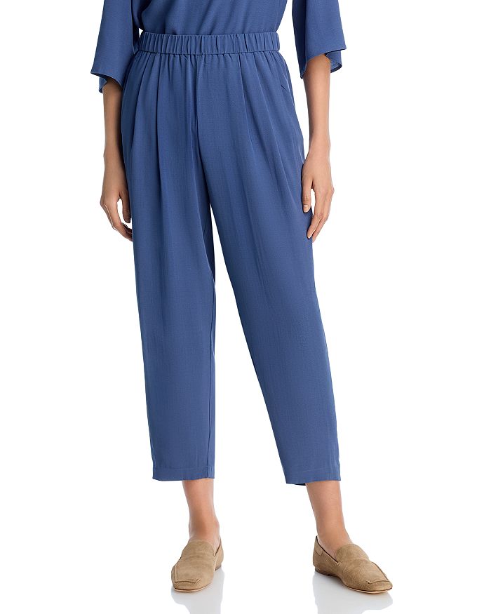 

Шелковые плиссированные брюки-фонарики Eileen Fisher, синий