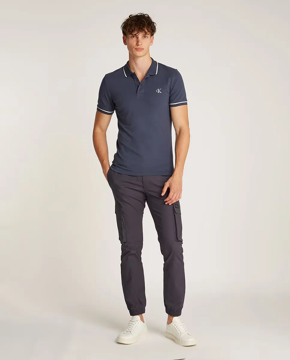 

Поло для мужчин с вышитым монограммой Calvin Klein Jeans, темно-синий