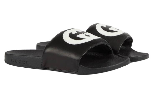 Сандалии interlock double g soft sole cozy flat heel fashion black sandals Gucci, черный — фото 2