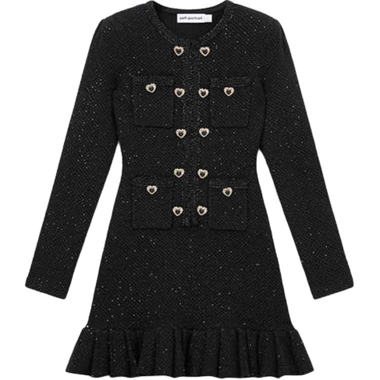 

Self-portrait Женское черное платье с длинными рукавами Self portrait