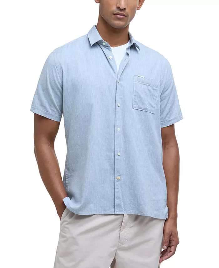 

Мужская летняя рубашка с коротким рукавом Nelson Linen Barbour, серебряный
