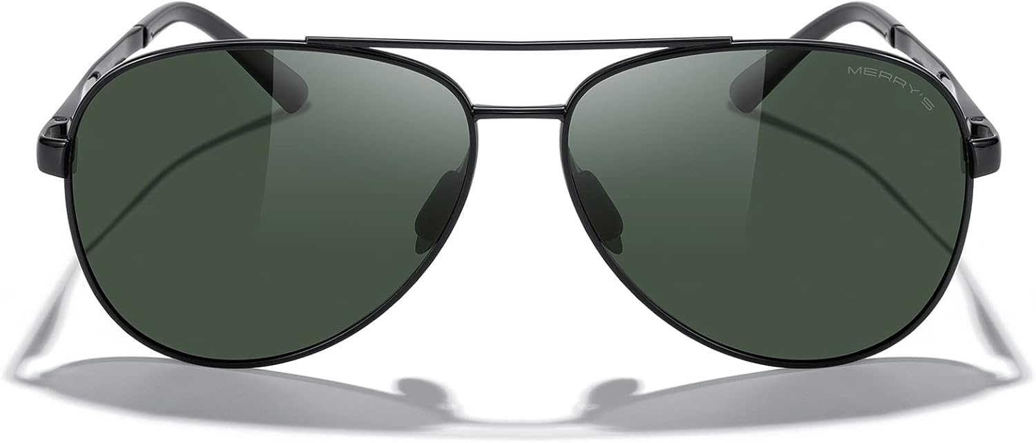 

Солнцезащитные очки-авиаторы MERRY'S для мужчин и женщин - поляризованные очки для вождения, зеркальные линзы, защита от УФ-излучения UV 400, диаметр линз 58 мм, Black Frame/G15 Lens