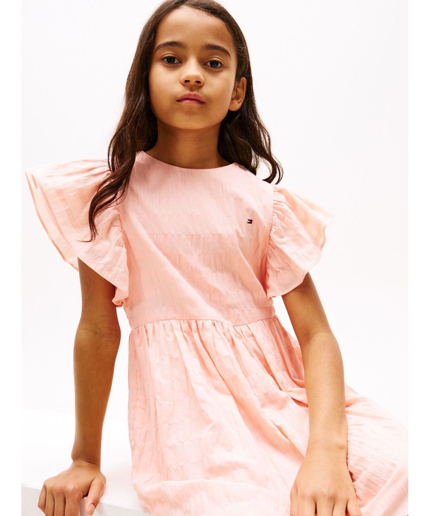 ДЕВОЧКИ Платье из фактурного хлопка TOMMY HILFIGER, Pink TKZ — фото 3
