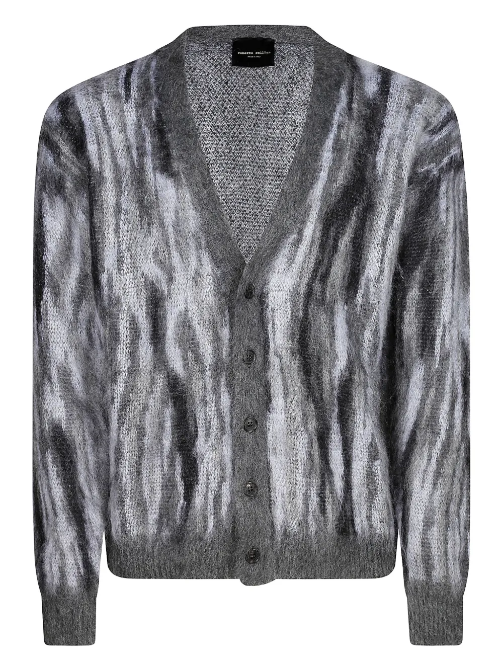 

Шерстяной кардиган с V-образным вырезом Roberto Collina, серый