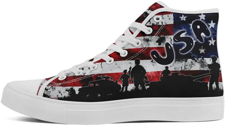 

Высокие кеды на шнуровке для мужчин и женщин с флагом США, классические модные повседневные кроссовки для празднования американской независимости Awsole, белый