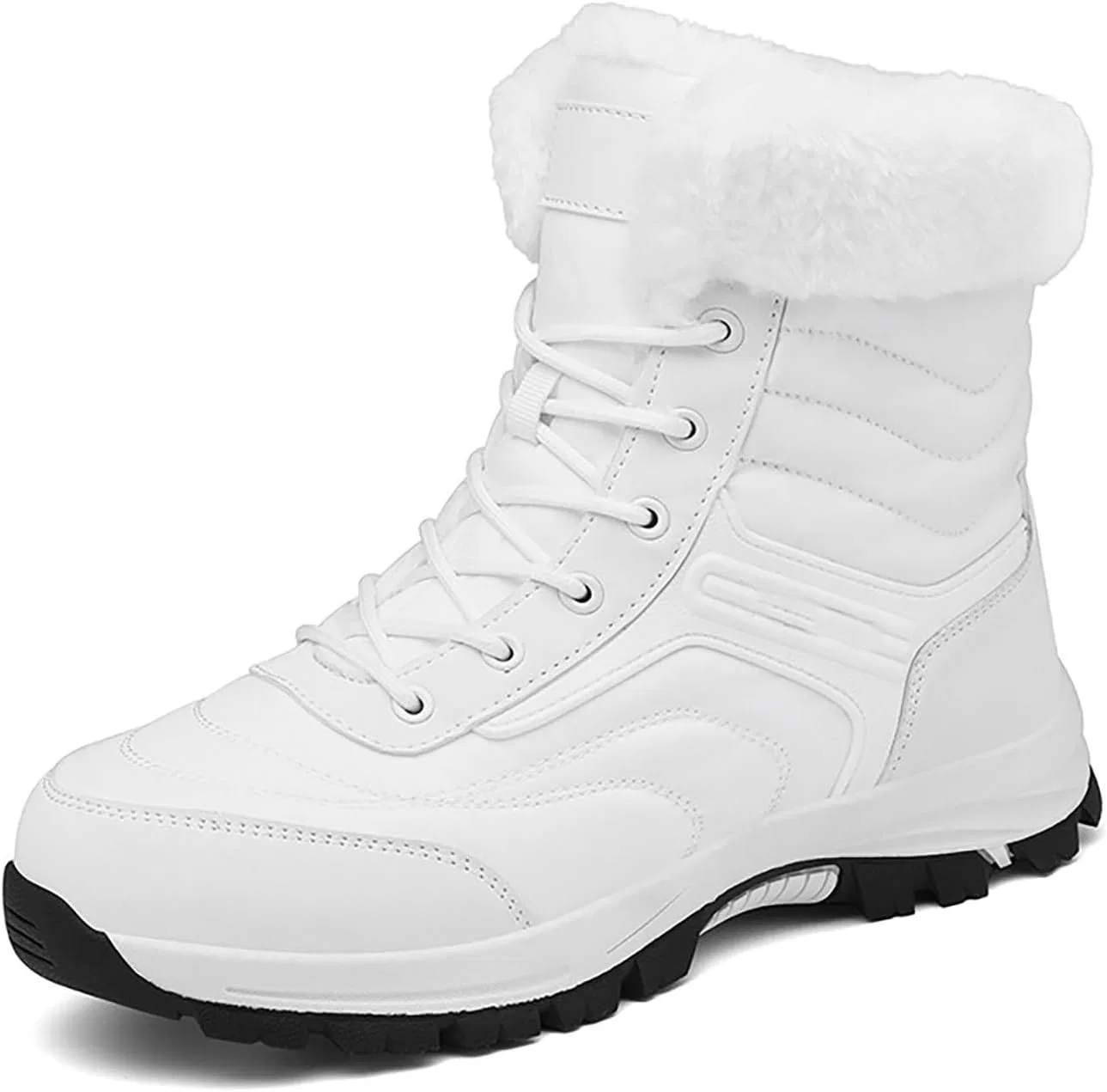 Ботинки Winterstiefel, wärmeisolierend, warm gefüttert, mittelhoch geschnitten, Outdoor-Wanderschuhe für kaltes Wetter Generic, Weiß