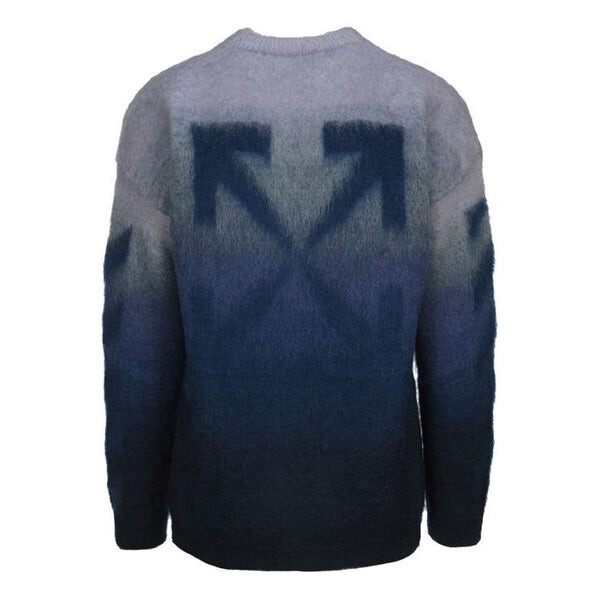 

Свитер men's gradient effect round neck long sleeves wool sweater loose fit blue Off-White, синий