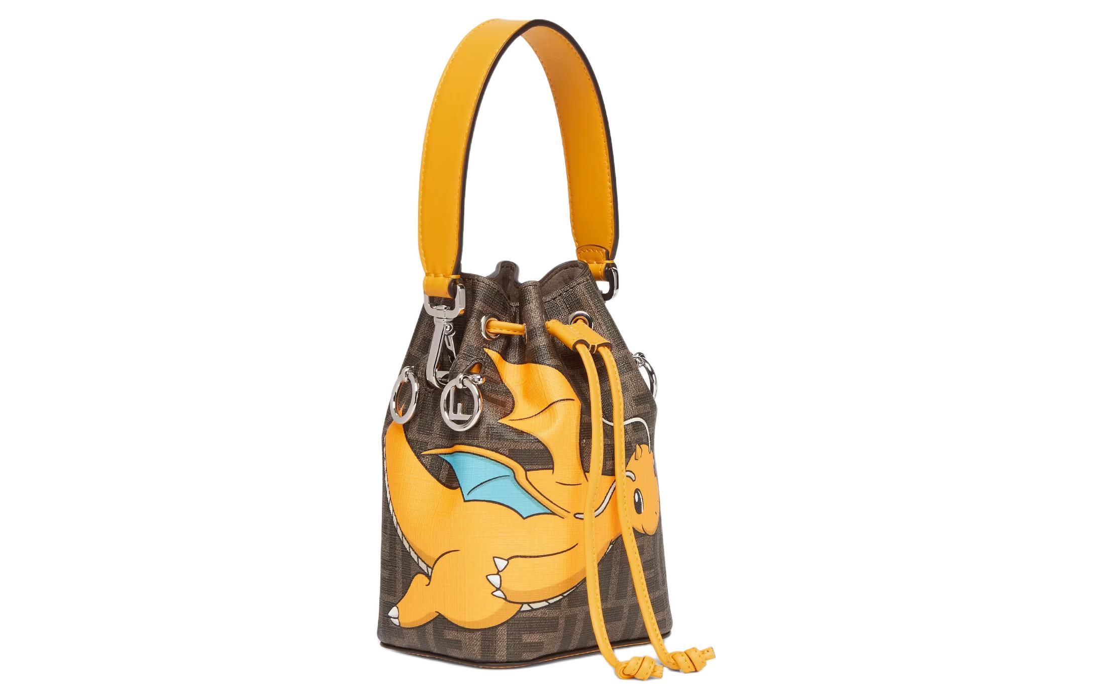 FENDI Коллекционная поясная сумка-ведро Pokémon X FRGMT Nigo Mon Tresor из полиэстера унисекс коричневая разноцветная — фото 2